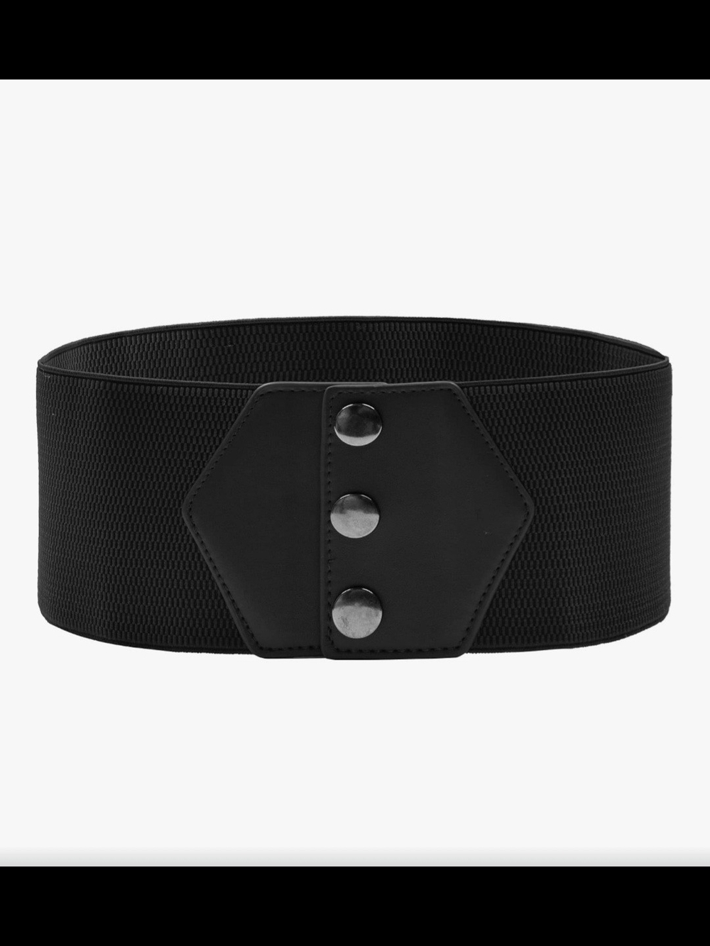 Grace Karin 4" Wide Black Elastic Waist Belt with Snap Studs